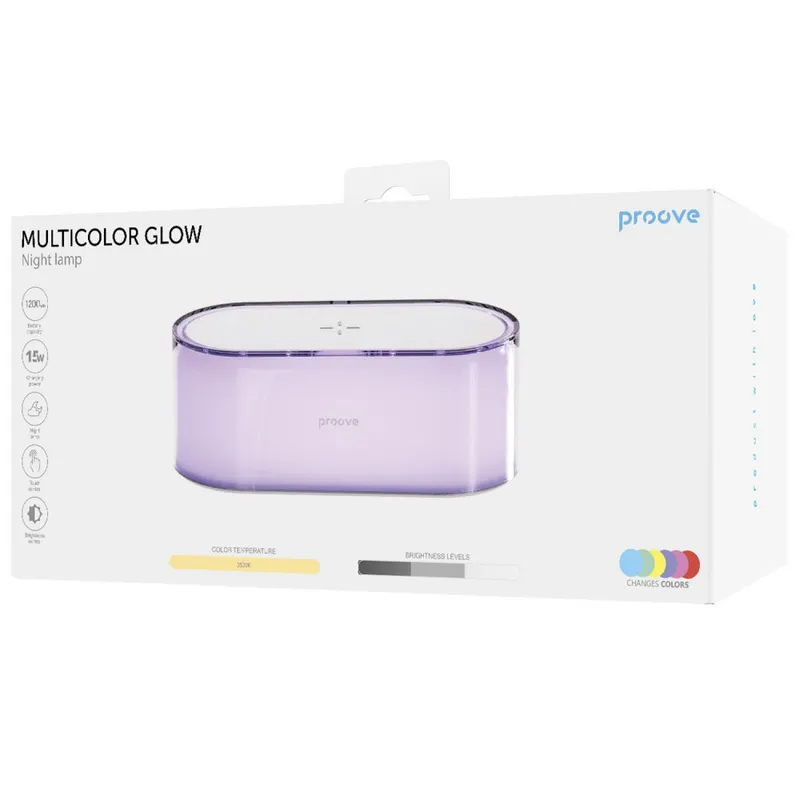 Нічник з бездротовою зарядкою Proove Multicolor Glow 1200mAh