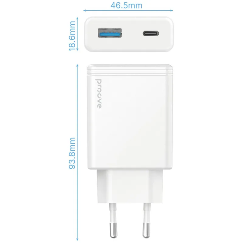 Мережевий зарядний пристрій Proove Slender 65W (Type-C + USB)