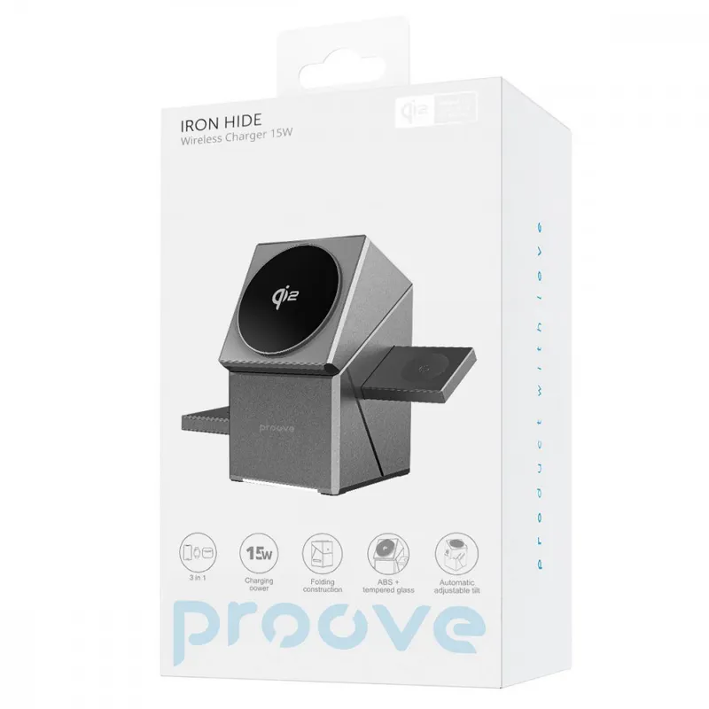 Бездротовий зарядний пристрій Proove Iron Hide 3 in 1 Qi2