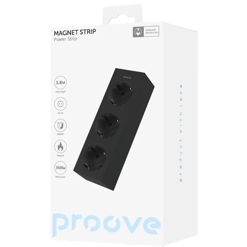 Мережевий фільтр Proove Magnet Strip (3xAC) 1.6m