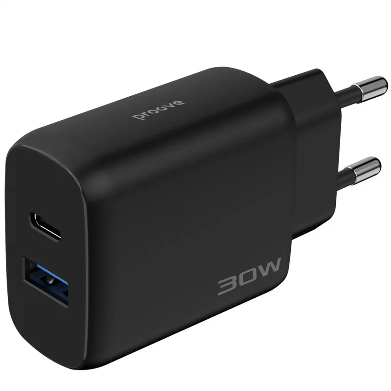 Мережевий зарядний пристрій Proove Silicone Power 2 30W (Type-C + USB) з кабелем Type-C to Type-C (1m)