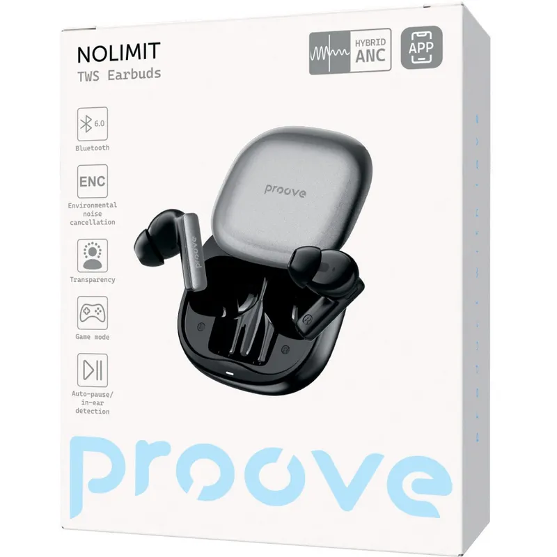Бездротові навушники Proove NoLimit TWS with Hybrid ANC (APP)