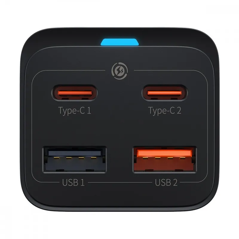 Мережевий зарядний пристрій Baseus GaN3 Pro 65W (2 Type-C + 2 USB) з кабелем Type-C to Type-C 100W (1m)