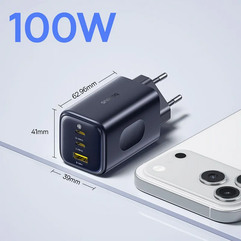 Мережевий зарядний пристрій Baseus PicoGo AE11 100W (2Type-C + USB)