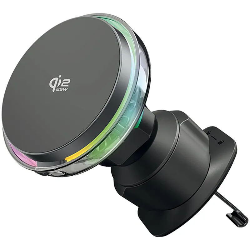 Автомобільний тримач з бездротовим зарядним пристроєм Proove Light Crystal Qi2.2 25W