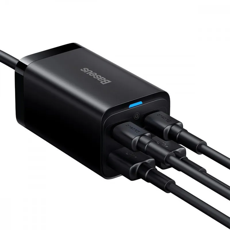 Мережевий зарядний пристрій Baseus GaN3 Pro 65W (2 Type-C + 2 USB) з кабелем Type-C to Type-C 100W (1m)