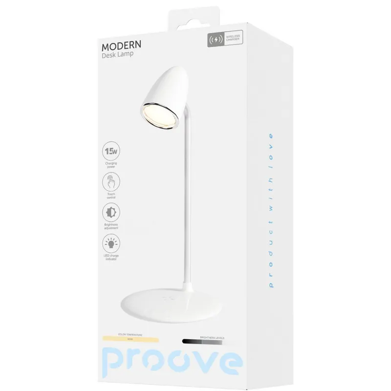 Настільна лампа з бездротовою зарядкою Proove Modern