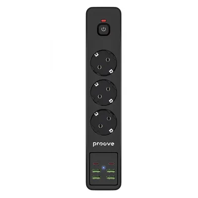 Мережевий фільтр Proove Power Strip P-03 (3 розетки + 4 USB + 2 Type-C) 2М