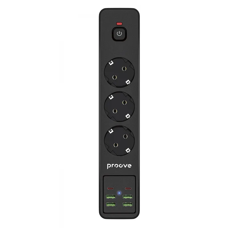 Мережевий фільтр Proove Power Strip P-03 (3 розетки + 4 USB + 2 Type-C) 2М