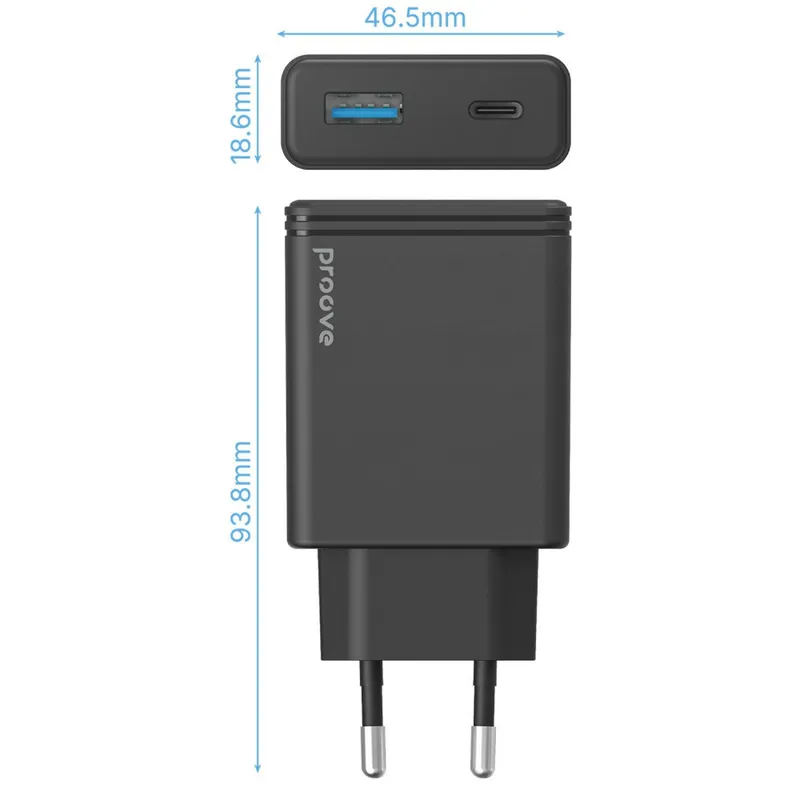 Мережевий зарядний пристрій Proove Slender 65W (Type-C + USB)