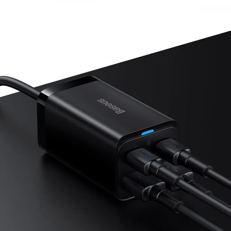 Мережевий зарядний пристрій Baseus GaN3 Pro 65W (2 Type-C + 2 USB) з кабелем Type-C to Type-C 100W (1m)