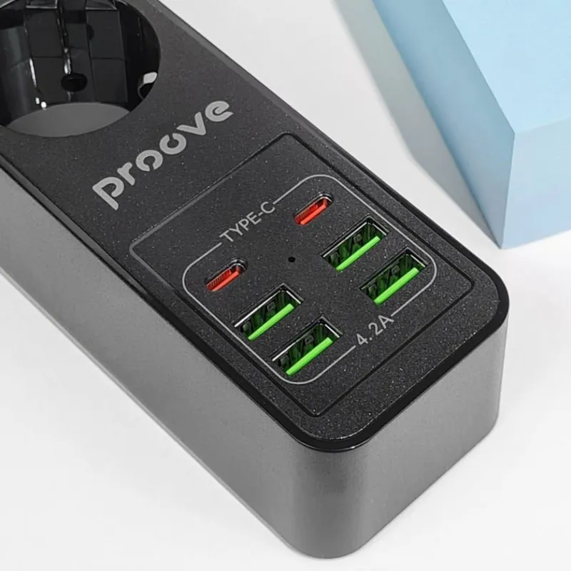 Мережевий фільтр Proove Power Strip P-03 (3 розетки + 4 USB + 2 Type-C) 2М