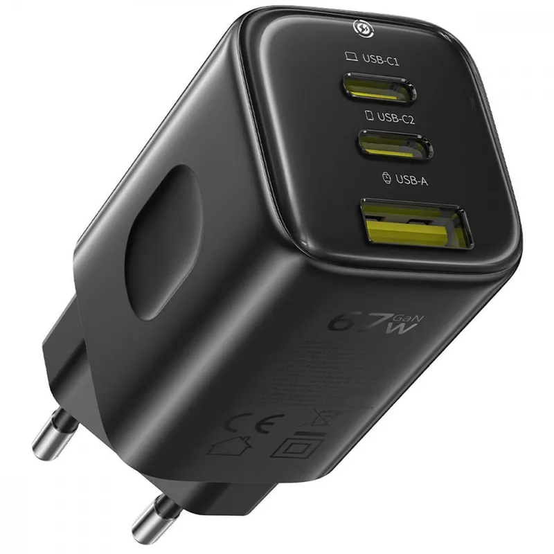 Мережевий зарядний пристрій Baseus PicoGo AE11 67W (2Type-C + USB)